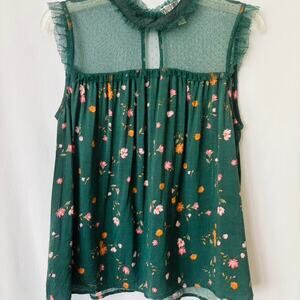 Emerald lace floral babydoll tank